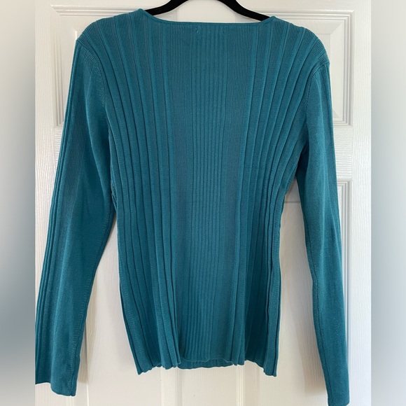 New York & Company Teal V-Neck Sweater - Picture 2 of 3